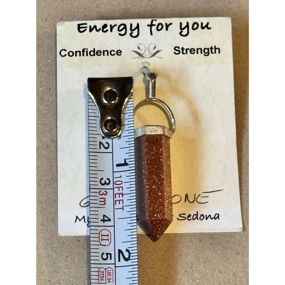 Goldstone Energy Pendant 925 Silver mount Confidence Strength Mystical Sedona